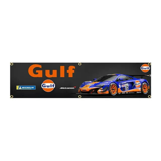 Gulf Racing Flag Banner 17.7" x 70" NEW! Home & Garden:Yard, Garden & Outdoor Living:Décor:Flags Cozy Home Treasures
